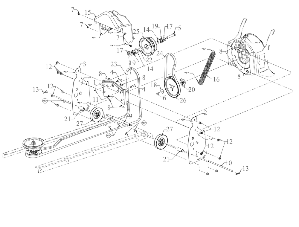Frame Assembly Diagram and Parts List for 19A40024OEM (42Inch-3x)(2016 -2022) Cub Cadet Snow Blower